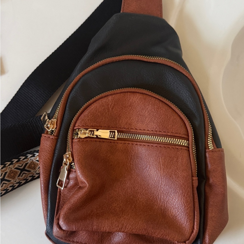 Western black and brown crossbody bag